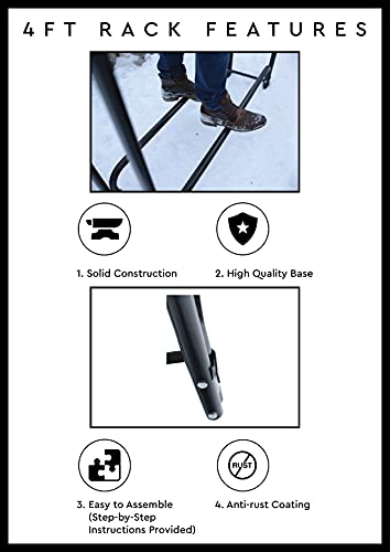 BH Blue Home Indoor & Outdoor Firewood Rack with Waterproof Cover - Heavy Duty Log Storage and Carrier Combo - Black Steel Tubular Log Holder for Fire Pits and Fireplaces - Easy to Assemble (4ft) - Thumbnail 7