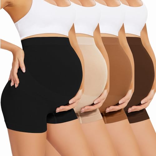 Image of SAYCELI Womens Maternity Underwear Shapewear Over Bump, Pregnancy High Waisted Seamless Boy Shorts Panties for Belly Support