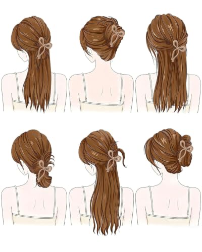 Image of Bakefy- 2 Pcs Bow Hair Claw Clips for Women & Girls, Elegant Ribbon Bow Hair Clutcher Set, Strong Hold Non-Slip Large Claw Clips, Cute Korean Hair Accessories for Thick, Thin, Long & Short Hair