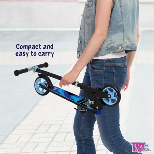 Image of ToyMagic SwiftGlider 2 Wheeler Scooter|Non Electronic Smart Kick Scooter|Rear Brake Foldable Toy|Height Adjustable Handle|Weight Capacity Till 50kg|Birthday Gift for 3+ Kid |Made in India, Multicolor