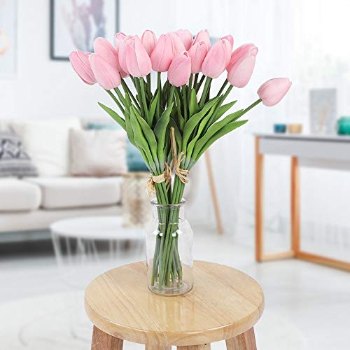 Tulipa artificial, 30 unidades Flor de tulipa artificial de toque real Flor falsa para decoração de