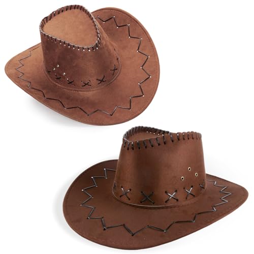 Chapeau de cowboy Texas adulte marron foncé pour raviver la légende du Far West en duo