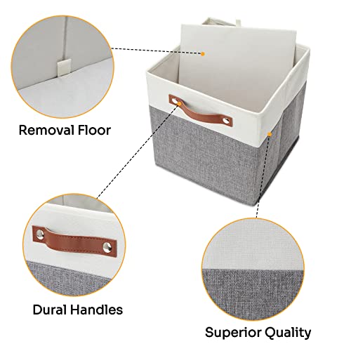 Dullemelo Cube Storage Basket For Shelves, Clothes, Collapsible Fabric Storage Cubes For Office, Bedroom, Toys, Fabric Storage Cube With Handles (White&Gray,11"X11"X11",6-Pack) #TOP1