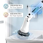 Electric Spin Scrubber, Hillyfe Bathroom Scrubber Electric with 7 Replaceable Brush Heads, IPX7 Waterproof,300/400 RPM, 3 Adjustable Length,Scrubber Brush Electric for Bathtub Floor,White - Image 4