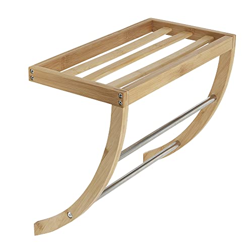 Home Basics TR35119 Bamboo Wall Mount Shelf With 2-Tier Curved Towel Rack thumb #1