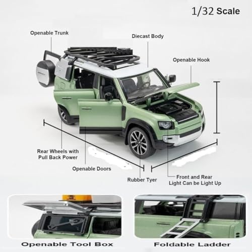 Image of VARIYA ENTERPRISE Exclusive Alloy Metal Pull Back Die-Cast Car Diecast Metal Pullback Toy Car with Openable 6 Doors,Light Music Boys Gifts Toys (1:32 Land Rover Defender - Multicolor)