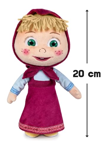 Masha and the Bear, Soft Plush Toy 20cm, Cute and Cuddly Masha Doll with Iconic Pink Scarf and Matching Dress - Image 2