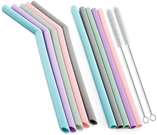 ALINK Reusable Silicone Straws Set of 10 Drinking Straws 10 Inch Long