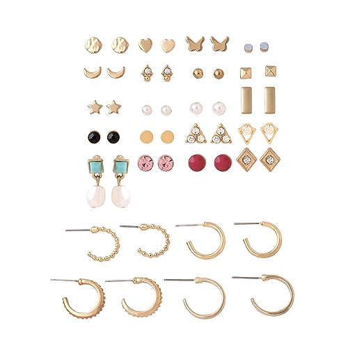 Image of Yellow Chimes Earrings for Women and Girls | Fashion Gold Stud & Hoop Set | Gold Plated Hoop & Studs Earring | Western Hoop Earrings Combo | Birthday Gift for Girls & Women Anniversary Gift for Wife