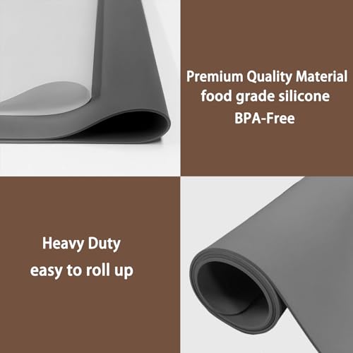 Image of Extra Large Silicone Mat for Kitchen Counter, 40''x32''(100cmx80cm) Non-Slip Heat Resistant Countertop Protector, Waterproof Durable Kitchen Mat for Countertops, Black