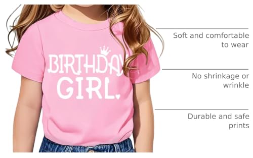 Image of Birthday Girl Shirt Toddler Baby Girls Birthday Outfit Cotton T-Shirt Size 2-10 Years