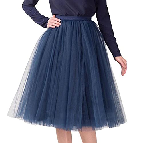 Damen Tutu Rock Tüllrock 50er Vintage Faltenrock Knielang Ballettrock Tanzkleid Puffy Gaze Mesh Röcke Unterrock Party Karneval Kostüm Kleid Kanpola Cover