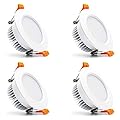 3 inch Dimmable LED Recessed Lighting, 7W Retrofit Downlight, 6000K Daylight White, CRI 80 with LED Driver, as AC 110V Ceiling Light Fixture for Living Room, Kitchen, Bedroom, Hallway, 4 Pack