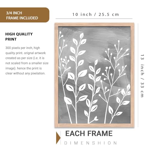 Image of kotart Floral Art Home Decoration for Wall Decor | Aesthetic Paintings With Frame For Living Room Bed Room Hotel Wall Decor Digital Reprint Set of 3 (10X13 inch)