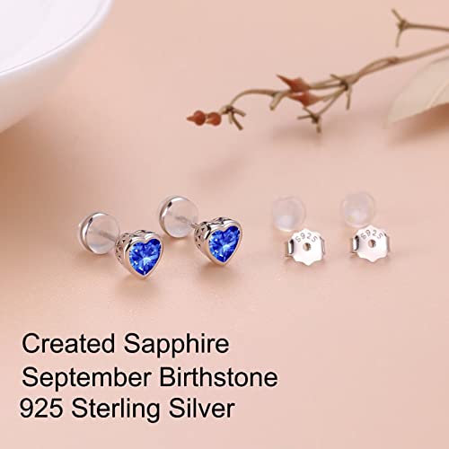 Iefil S925 Sterling Silver Heart Birthstone Stud Earrings for Women, Mothers Day Gifts Earrings4