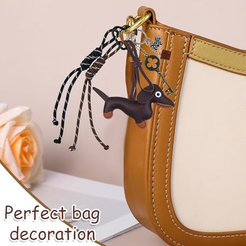 JazRvr Bag Charm, Taschen Charms, Taschenanhänger Aus PU Leder, Y2K Niedlicher Dackel Anhänger Für Taschen, Rucksäcke Und Autoschlüssel Ideal Als Geschenk Für Junge Frauen Und Fashion-Liebhaber