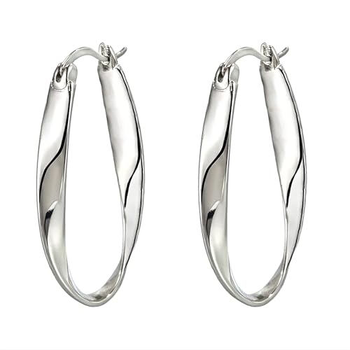 925 Sterling Silver Post Hoop Earrings For Women Mobius Strip Twist hoop Earring Fine Jewelry