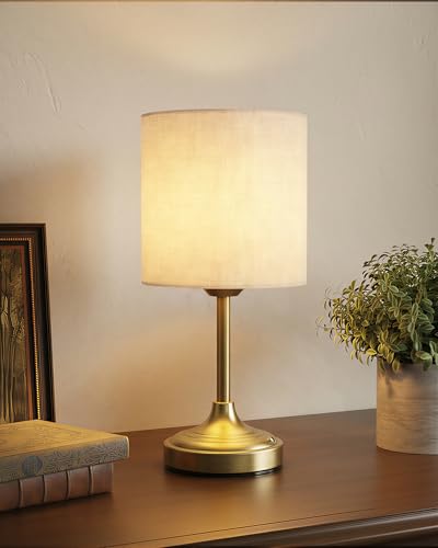 Image of Battery Operated Lamp, 8000mAh, Dimmable, Ambient Light, 2700K, Touch Control, Portable, Small, LED, Wireless, Rechargeable, Cordless, Desk Lamp, Kitchen Lamp, Fabric Shade, for Dining Room, Bedroom