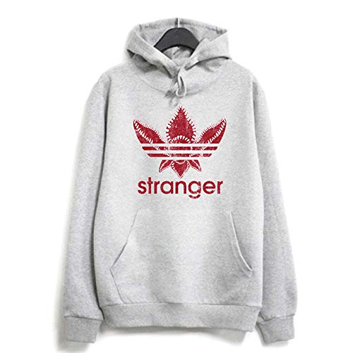 JLTPH Unisexe Sweat-Shirts à Capuche Stranger Things Imprimé Demogorgon Hip Hop Hooded Hoodies Sweatshirts à Manches Longue (S, Gris)