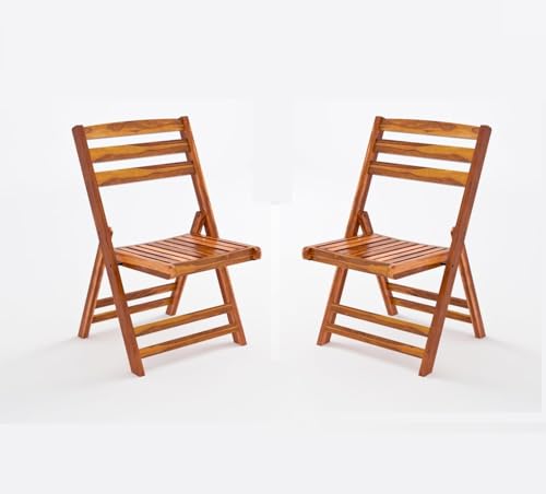 Sheesham Wood Folding Comfort Chair Set of 2 for Living Room & Ha...