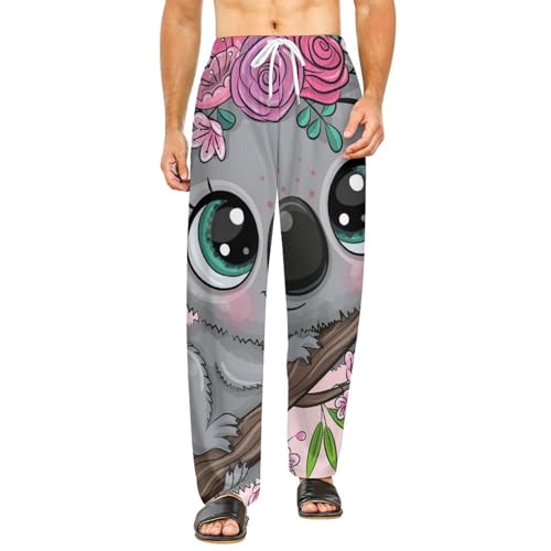 Bas de pyjama femme long motif koala amusant pantalon détente S