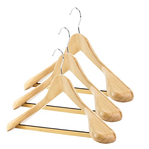 Hangerworld Lot de 3 cintres galbés en Bois à épaules Larges pour Costumes/Vestes Naturel