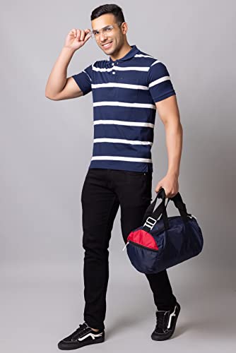 Image of PRORIDERS Half Sleeve Cotton Blend Fabric Collared Regular Fit Men's Polo Striper Tshirt with Pocket for Casual wear