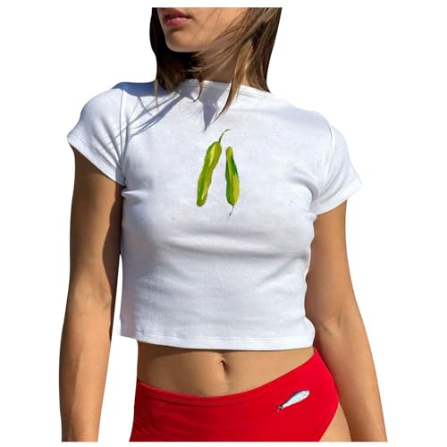 Thermische Unterwäsche Damen Kurzarm Top Frauen Crop Tops Elastisch Basic Shirts Fitnessmode Slouchy Sweater für die Herbstsaison (Green, L)