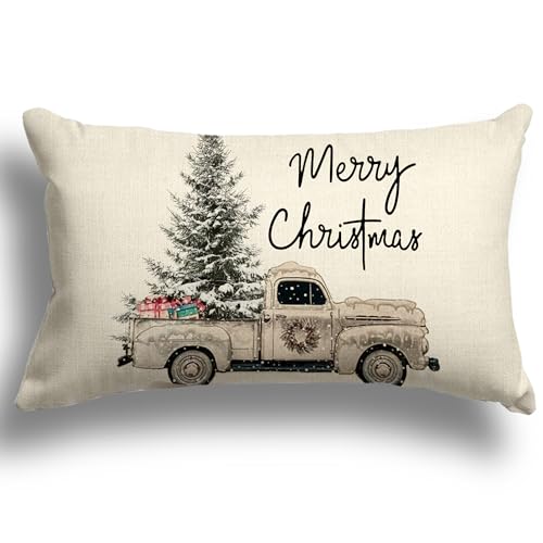 ZWJD Kissenbezug Weihnachten 30x50 1er Set Leinen Kissenbezüge...