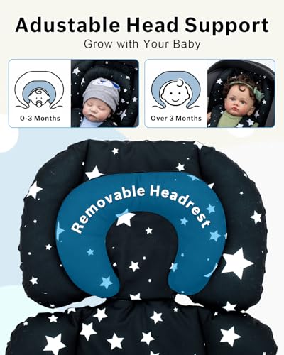 Image of THE KENKYO Infant Car Seat Insert with Extra Headrest & Shoulder Pads Set | Thickened Head Support, Breathable Air Mesh & 3D Mink Dot, Compatible with Car Seat, Stroller, Swing, Boucer, for 0-12 Months