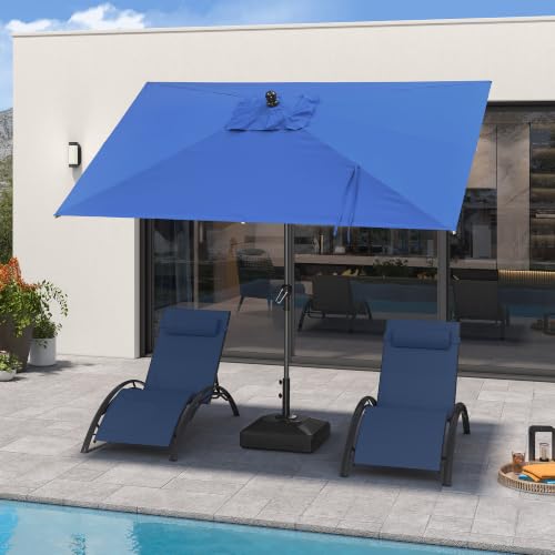 Image of PURPLE LEAF Patio Market Umbrella 9' x 6' Rectangle Tilt Sky Blue 8 Ribs