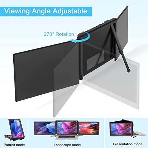 Image of Fagomfer Triple Portable Monitor for Laptop, P2 Pro 13.3 inch Laptop Screen Extender, Dual Display Full 1080p HD IPS, Support M1 MacBook, for 13.3''-16.5'' Notebook Computer Mac Windows /Android