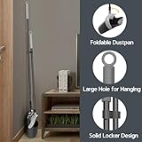 JEHONN Long Handled Dustpan and Brush Set, 138 cm Tall Swivel Broom, Upright Foldable Dust Pan with Comb Teeth for Home Kitchen Lobby Indoor Floor Cleaning (Black & Gray) - Image 9
