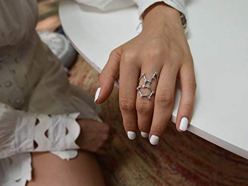 Rhodium Plated Sterling Silver Bezel Set Constellation Zodiac Rings3