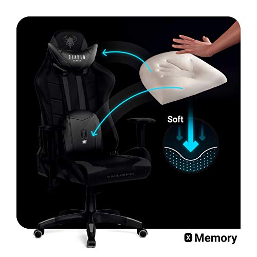 Diablo-X-Ray-Gaming-Silla-de-Oficina-Silla-Gamer-Apoyabrazos-4D-Diseno-Ergonomico-HQ-Cuero-Sintetico-Perforacion-Funcion-de-Inclinacion-Soporta-hasta-200-kg-Negro-Gris-XL
