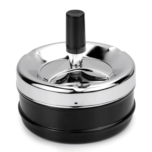 Aschenbecher Drehen Aschenbecher Tischaschenbecher 9 X 9cm Drehaschenbecher Windaschenbecher Zigarettenaschenbecher mit drehbarem Tablett für draußen Zuhause Bar Büro