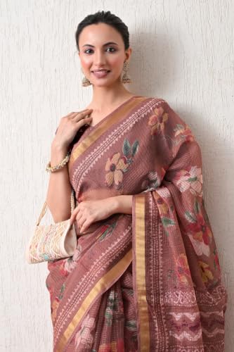 Image of MIRCHI FASHION Kota Doria Cotton Saree with Blouse Piece | Paisley Block Printed Saree for Women | Traditional Ethnic Daily Wear Summer Saree