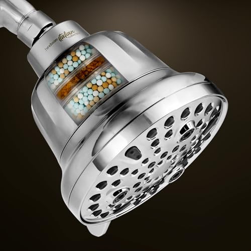 Image of Hindware 7 Spray Showerhead With Filter For Hard Water | Water Softener For Bathroom | Skin and Hair Protection | Wall Mount | 120MM | ABS | Switch to Superior Showering