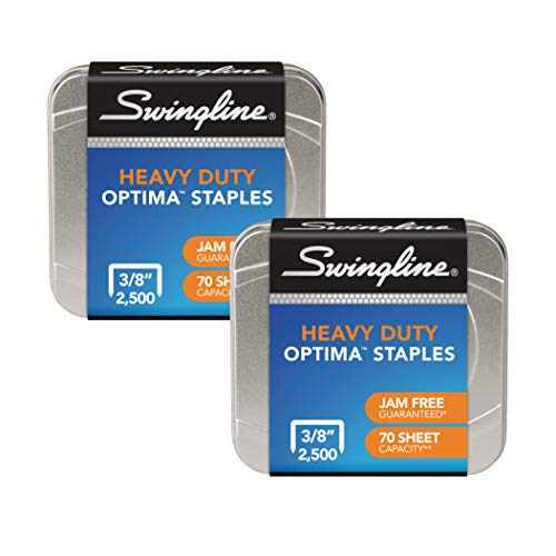 Swingline High-Capacity Staples, 3/8 Inch Leg Length, 2,500/Box 35550, 2 Packs