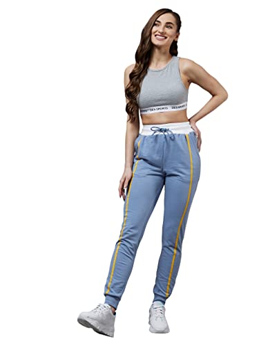 Image of Miss Chase Women's Blue Solid Regular Joggers