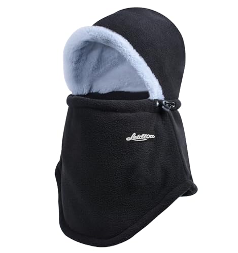 Rayson Passamontagna in Pile Invernale Termico per Uomo Donna,Multifunzionale Antivento Caldo Maschera da Sci Scaldacollo,Caldo Cappelli per Sport all'Aria Aperta Ciclismo Escursionismo Nero