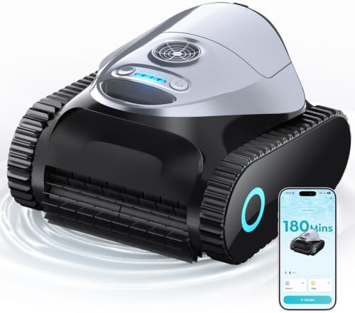 BRINBO C1 Poolroboter Akku Boden und Wand, Doppelfilter, 7 Reinigungsmodi, 180 Minuten Laufzeit, Poolreiniger mit App, Starker Poolsuager Akku für Pools bis zu 150 m²,Anthrazit