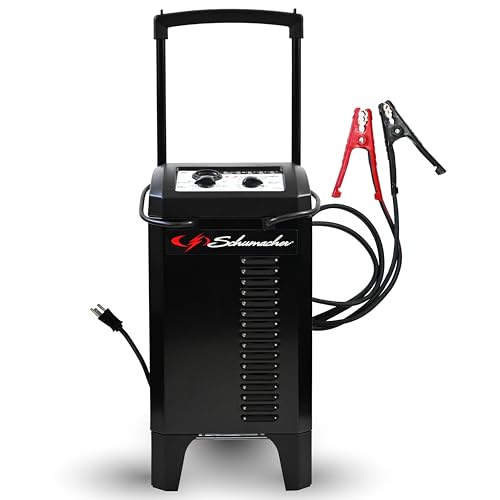 Schumacher Electric Wheeled Manual 10A Car Battery Charger and 200A Engine Starter, 2-in-1 Solution for 12V/24V Batteries, 50A Boost, SC1633, for Power Sport, Automotive, and Marine Batteries - Best Electric Manual Battery Charger