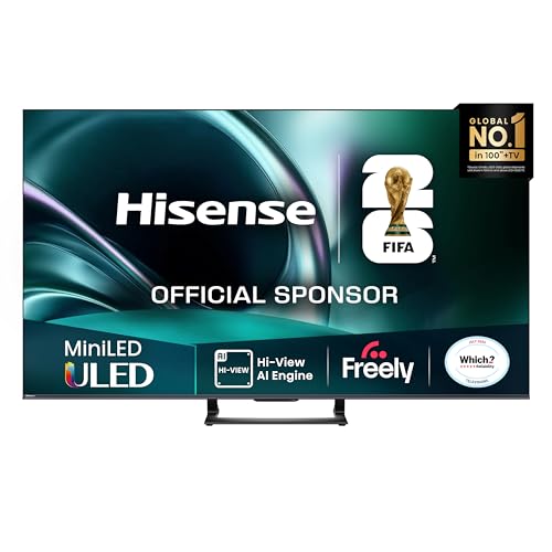 Hisense 65" 65U7QTUK MiniLED QLED 144Hz Smart AI TV - Hi-View AI Engine, 144Hz Game Mode PRO, 2.1 Channel, Dolby Atmos, Quantum Dot Colour, Anti-Reflection with Freely, Disney +, YouTube, Netflix