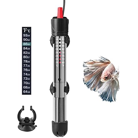 FEDOUR Aquarium Heizung, 50W 100W 300W Temperatur Einstellbare Aquarium Heizer Mit Saugnäpfen,Thermostat für Fischtanks (50W) Cover