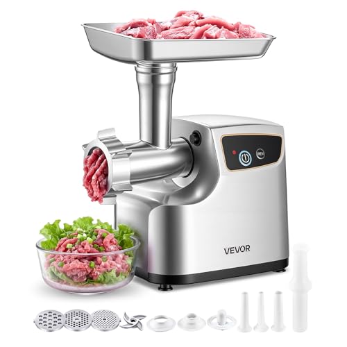 VEVOR Hachoir à Viande Électrique, Machine à Hacher la Viande 2,3 kg/min, pour Steak Haché Tartare Farce Saucisses Cuisine Maison, 700 W, avec 3 Plaques de...