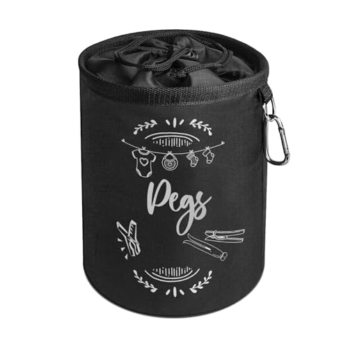 Clothes Peg Bag for Washing Line with Hanger | Waterproof Peg Holder to Store up to 300 Pegs for Washing line | Clothes line Peg Bags with Hanging Clip & Drawstring Closure | Peg Bags for Washing Line