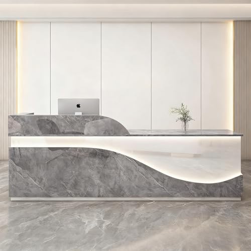 Ddasam レジカウンター 受付カウンター 木製 ロック可能 引出し収納付き 大容量 法人様向け フロントデスク 企業受付 店舗レジ 美容室 アパレルショップ 防塵 配線穴 モダン(320x60x100cm)