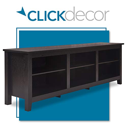 Click Decor Farmhouse Stand, White Wash Mid-Century Wood Universal Entertainment Center Console