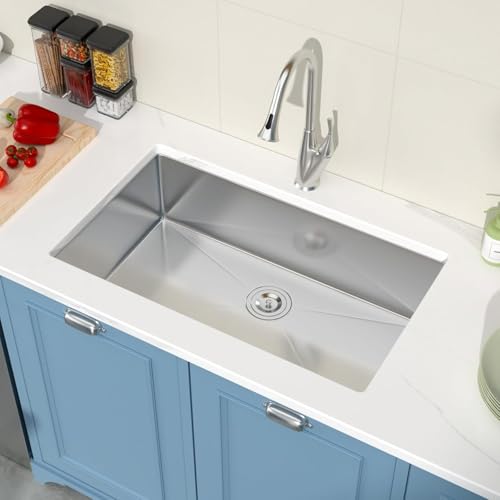 33-Inch-Undermount-Kitchen-Sink-33×19-Stainless-Steel-16-Gauge-Single-Bowl-Kitchen-Sink-with-Round-Corners-Under-Mount-33x19x9-Inch 33 Inch Undermount Kitchen Sink 33×19 Stainless Steel 16 Gauge Single Bowl Kitchen Sink with Round Corners Under Mount 33x19x9 Inch